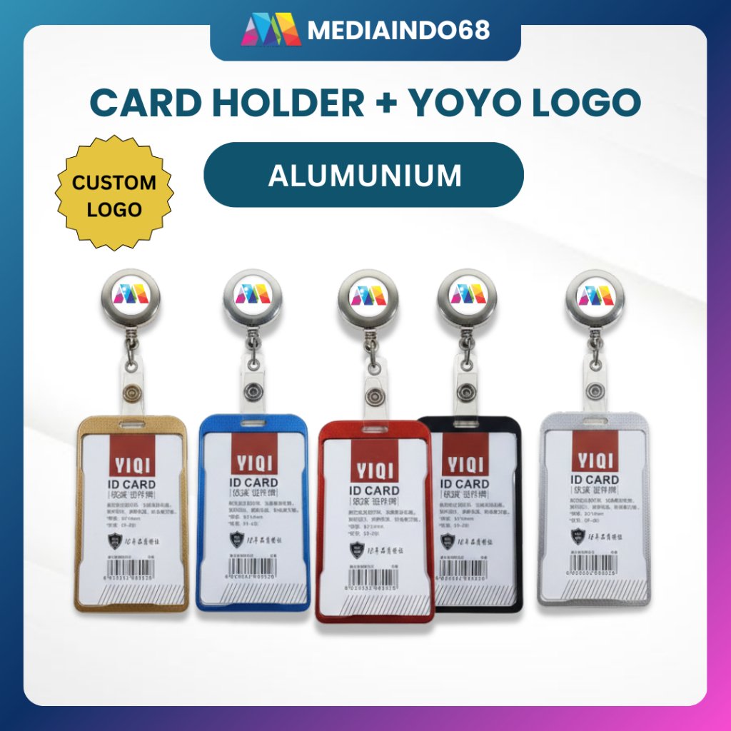 CARD HOLDER + YOYO LOGO CUSTOM - PAKET EXCLUSIVE ALUMUNIUM PREMIUM QUALITY