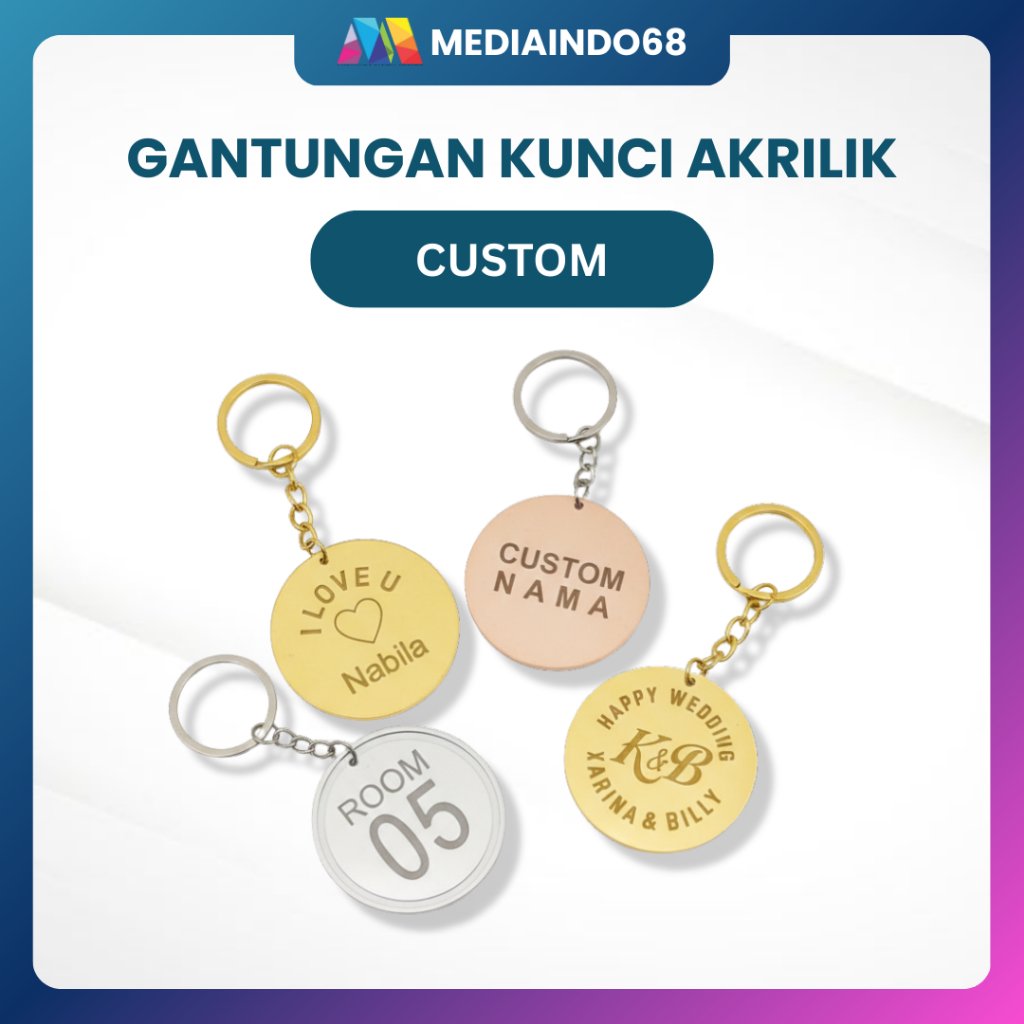 GANTUNGAN KUNCI AKRILIK CUSTOM NAMA - BISA UNTUK SOUVENIR, MERCHANDISE, AKSESORIS