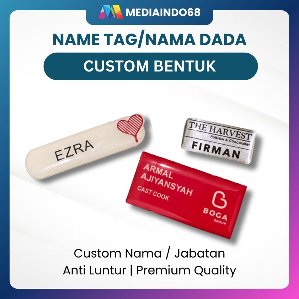 NAME TAG/NAMA DADA AKRILIK- CUSTOM BENTUK/UKURAN