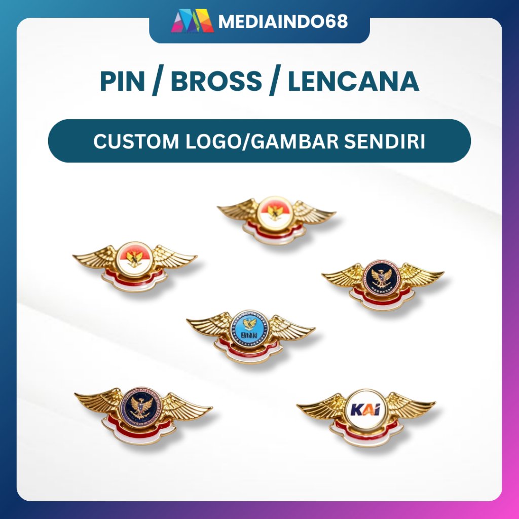 CUSTOM LOGO PIN/BROS/LENCANA BENTUK WINGS - KUNINGAN