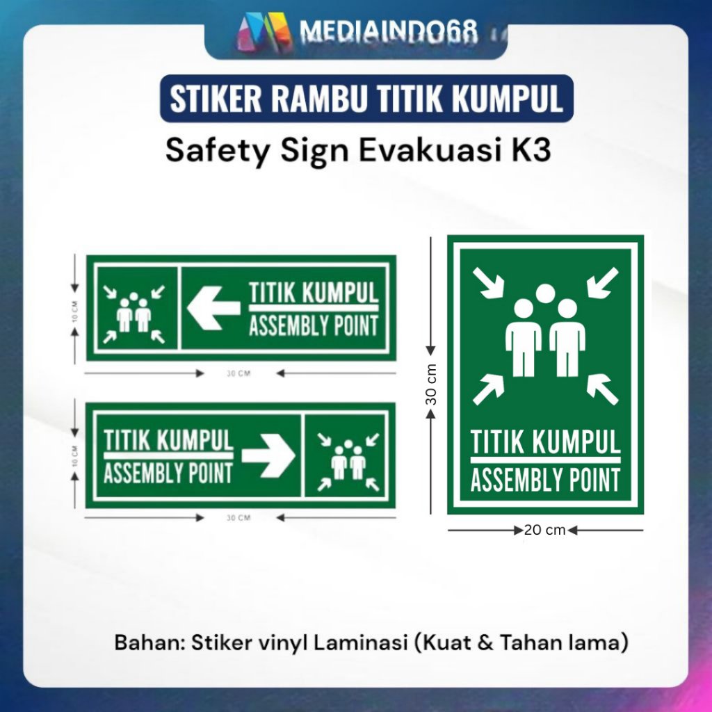 Stiker Rambu Titik Kumpul Assembly Point | Safety Sign Evakuasi K3