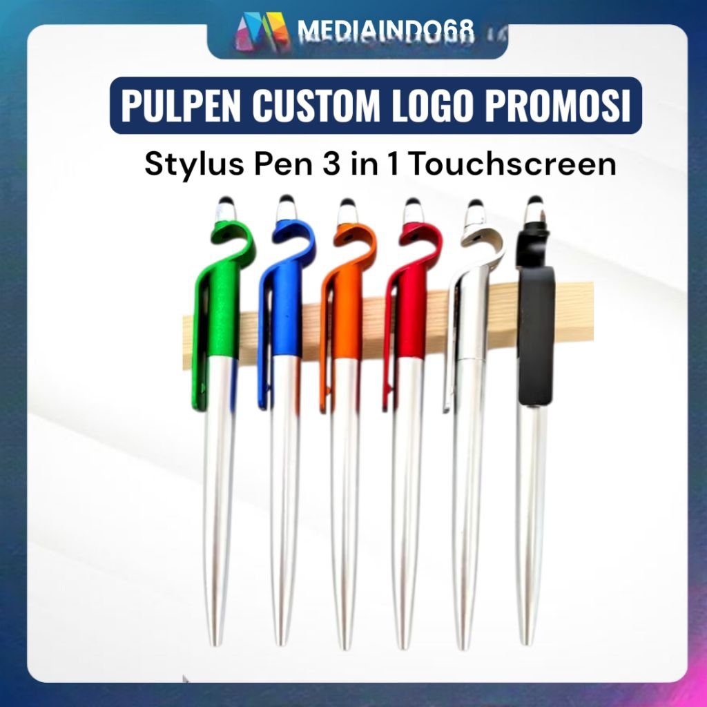 CUSTOM CETAK LOGO PEN STYLUS 3 IN 1 - PRINT UV