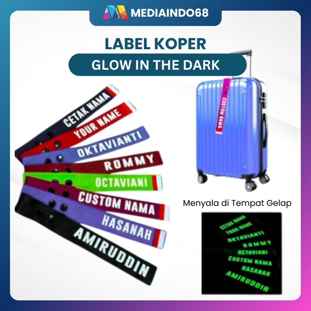 LUGGAGE TAG CUSTOM NAMA - GLOW IN THE DARK