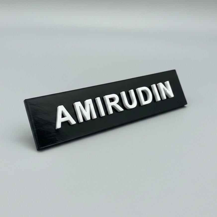 NAME TAG/NAMA DADA AKRILIK HURUF TIMBUL