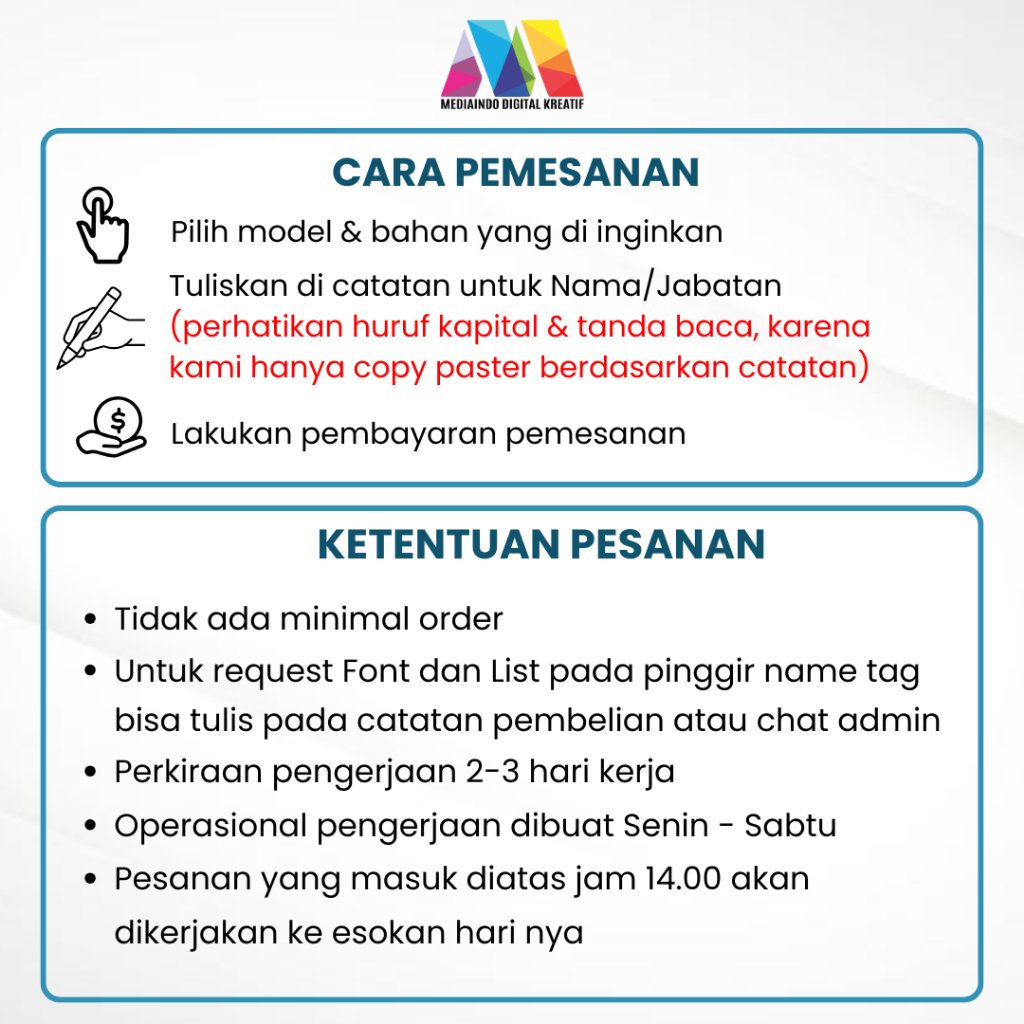 NAME TAG/NAMA DADA AKRILIK- CUSTOM BENTUK/UKURAN