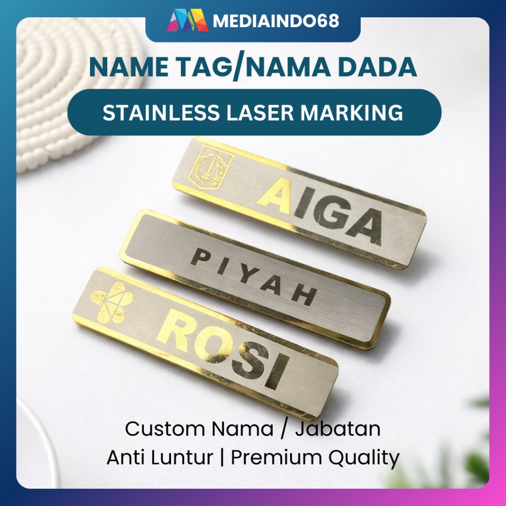 NAME TAG/NAMA DADA STAINLESS - LASER MARKING
