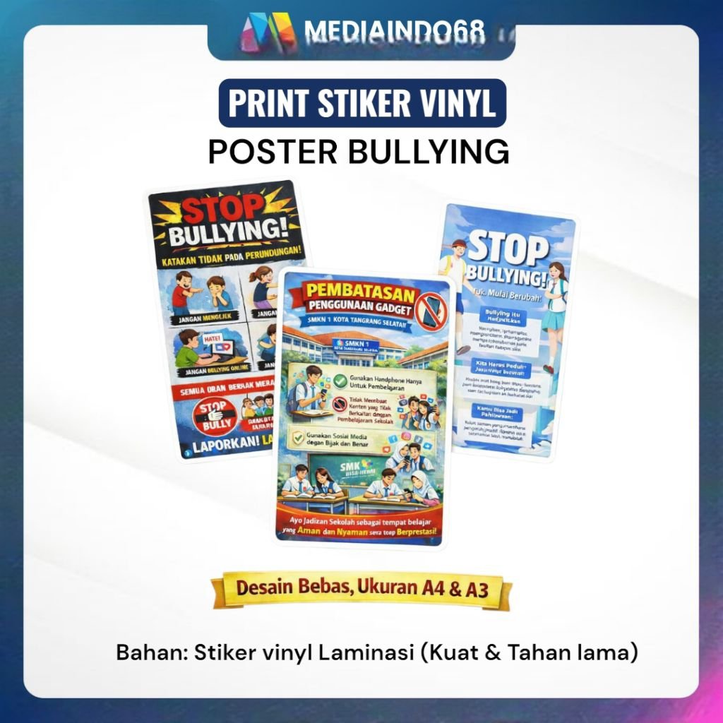 STIKER VINYL STOP BULLYING CUSTOM - POSTER ANTI PERUDUNGAN,  STIKER EDUKASI